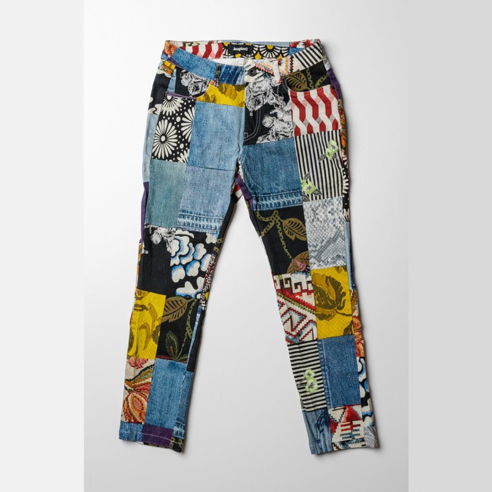 Desigual Slim denim & patch trousers Size 38